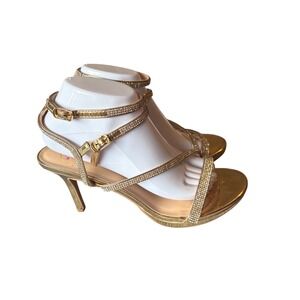 D'Orsay‎ Gold Rhinestone Strappy Stiletto Heels Womens Size 9 Formal Sandals